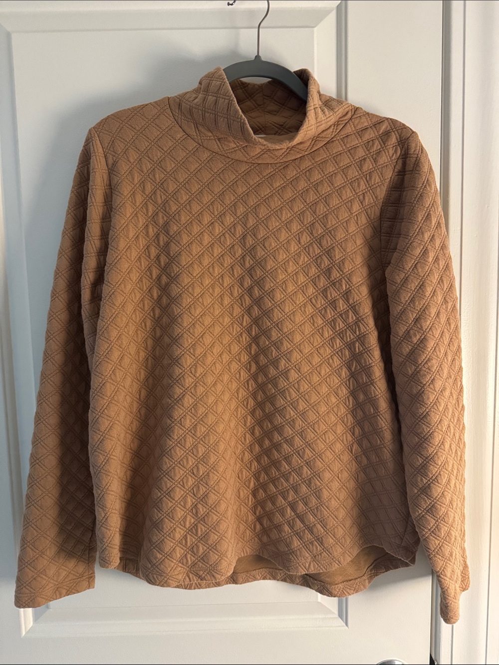 J. Crew Quilted Turtleneck Sweater in Camel